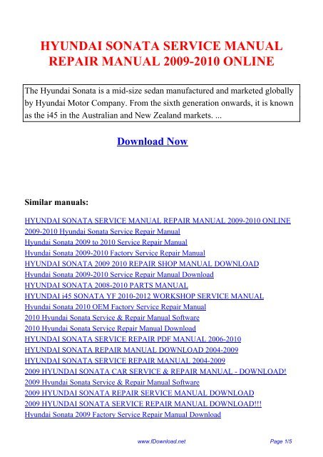 Hyundai service manuals free download